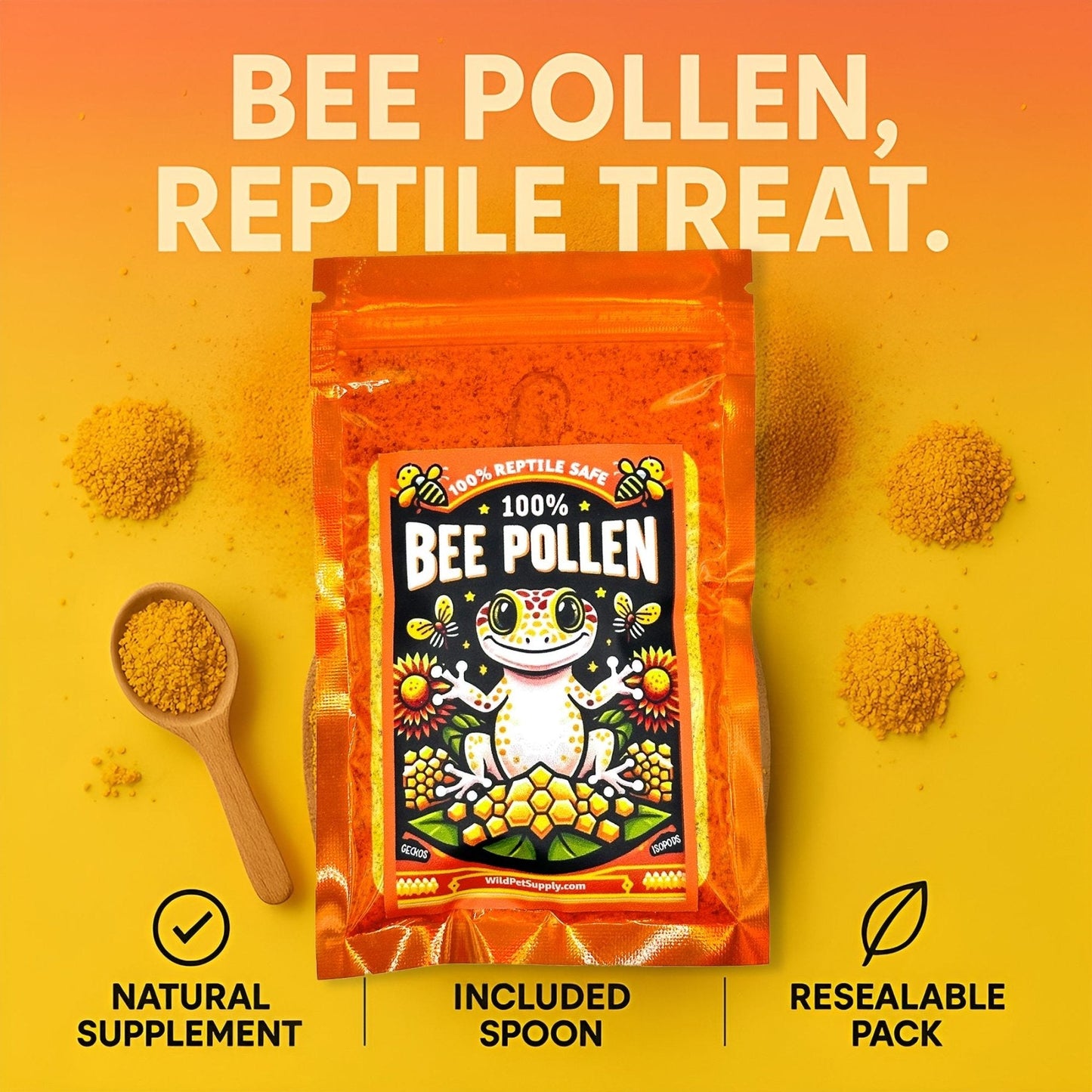 100% Bee Pollen Powder - Reptile Food Topper 1oz - Wild Pet Supply