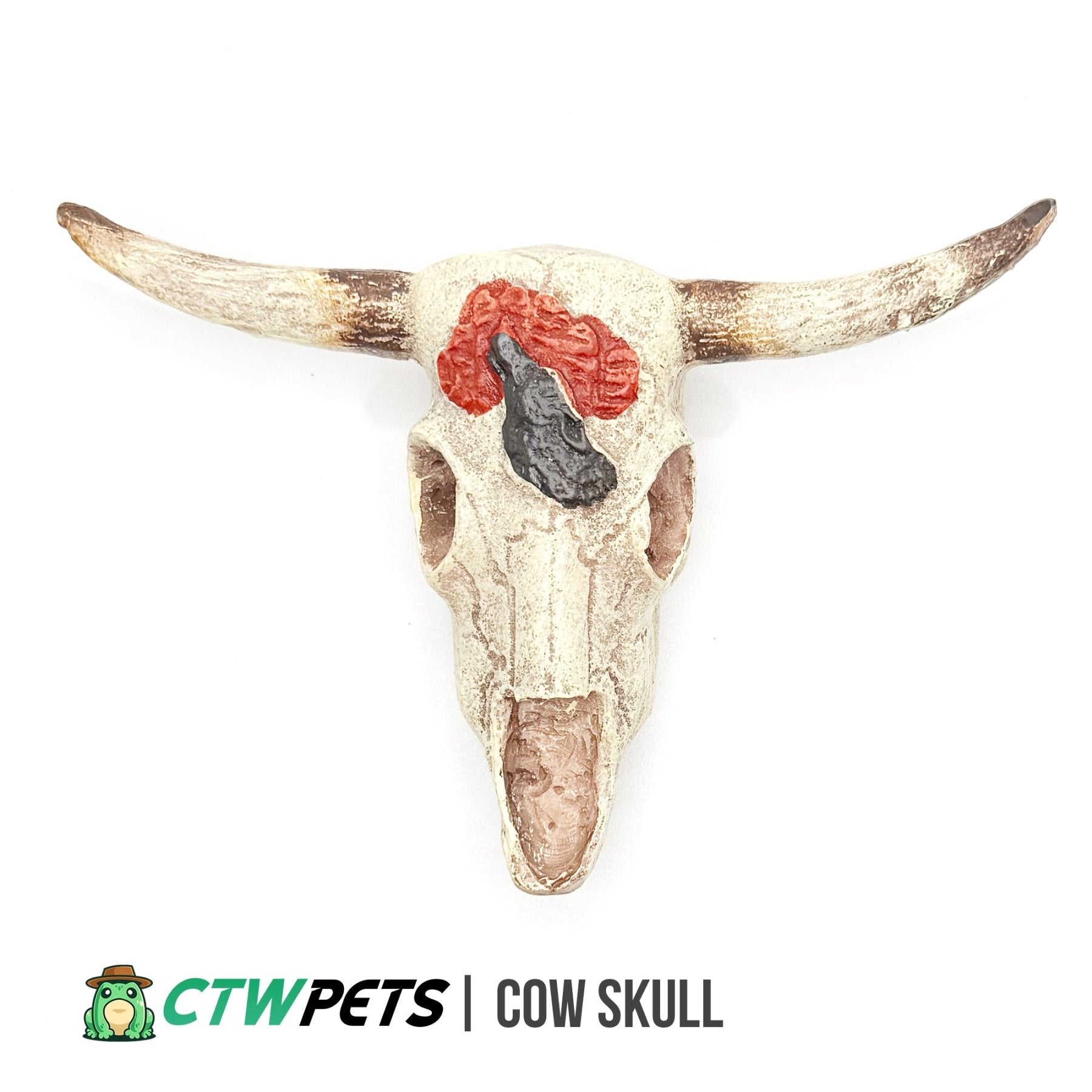 Cow Skull Reptile Hide – Desert - Style Resin Cave for Lizards, Snakes, Geckos & Aquariums - Wild Pet Supply