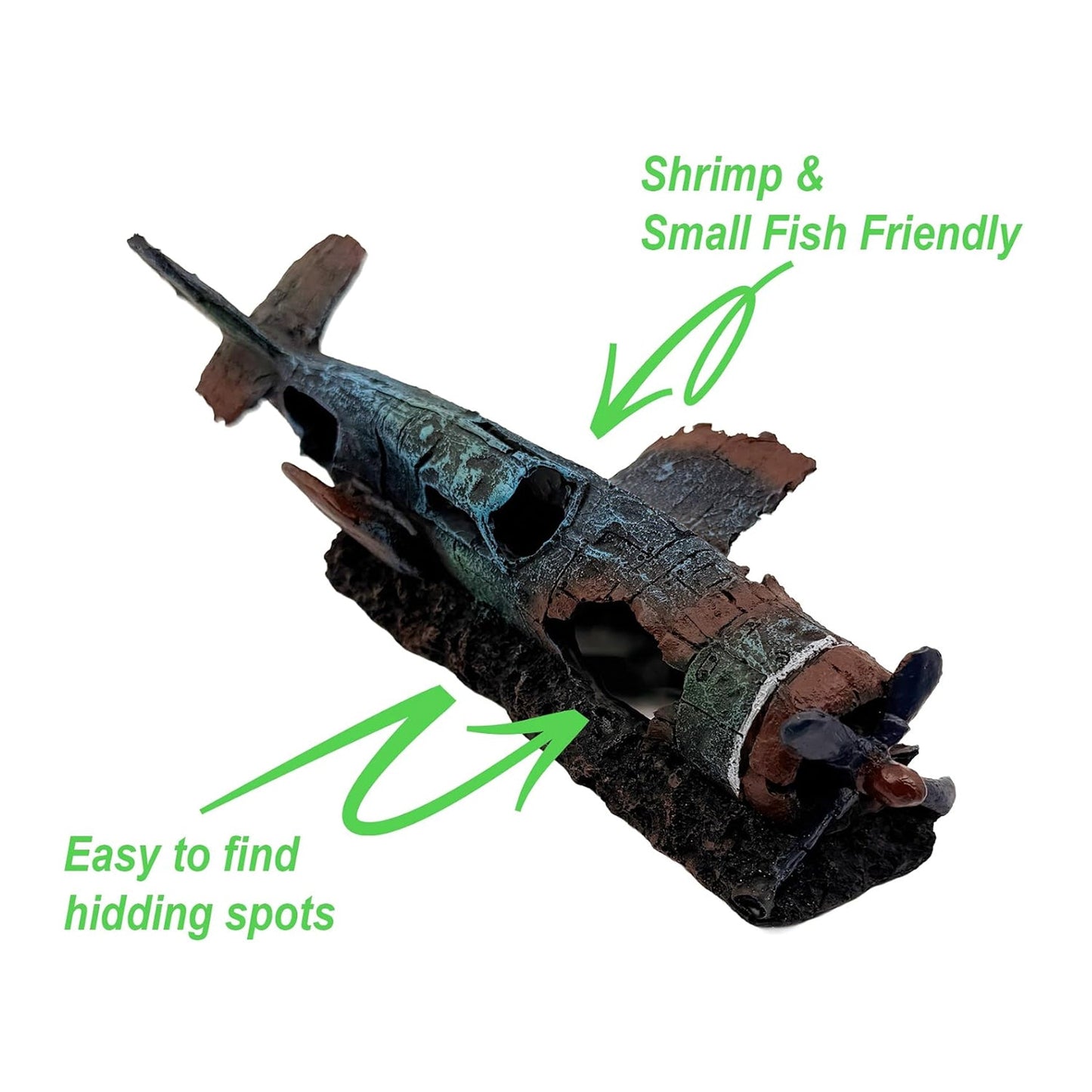 Crashed Plane Wreck Cave – 9 Inch Shelter - Wild Pet Supply