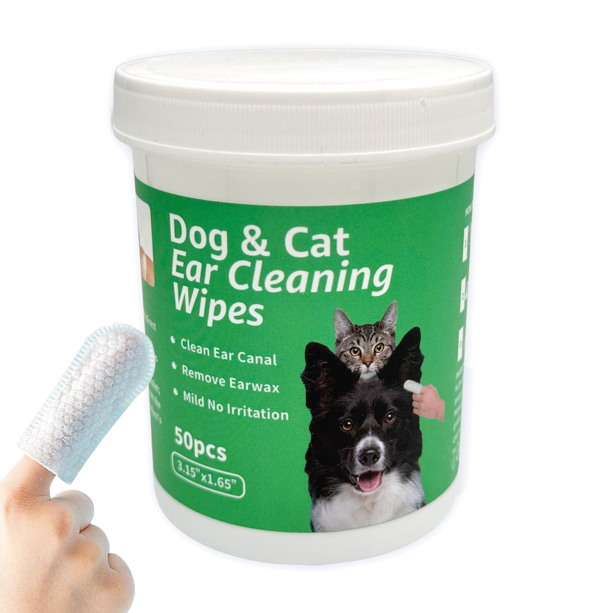 CTWPets Dog & Cat Ear Cleaning Wipes, Green Tea Scent, 50 Count - Wild Pet Supply