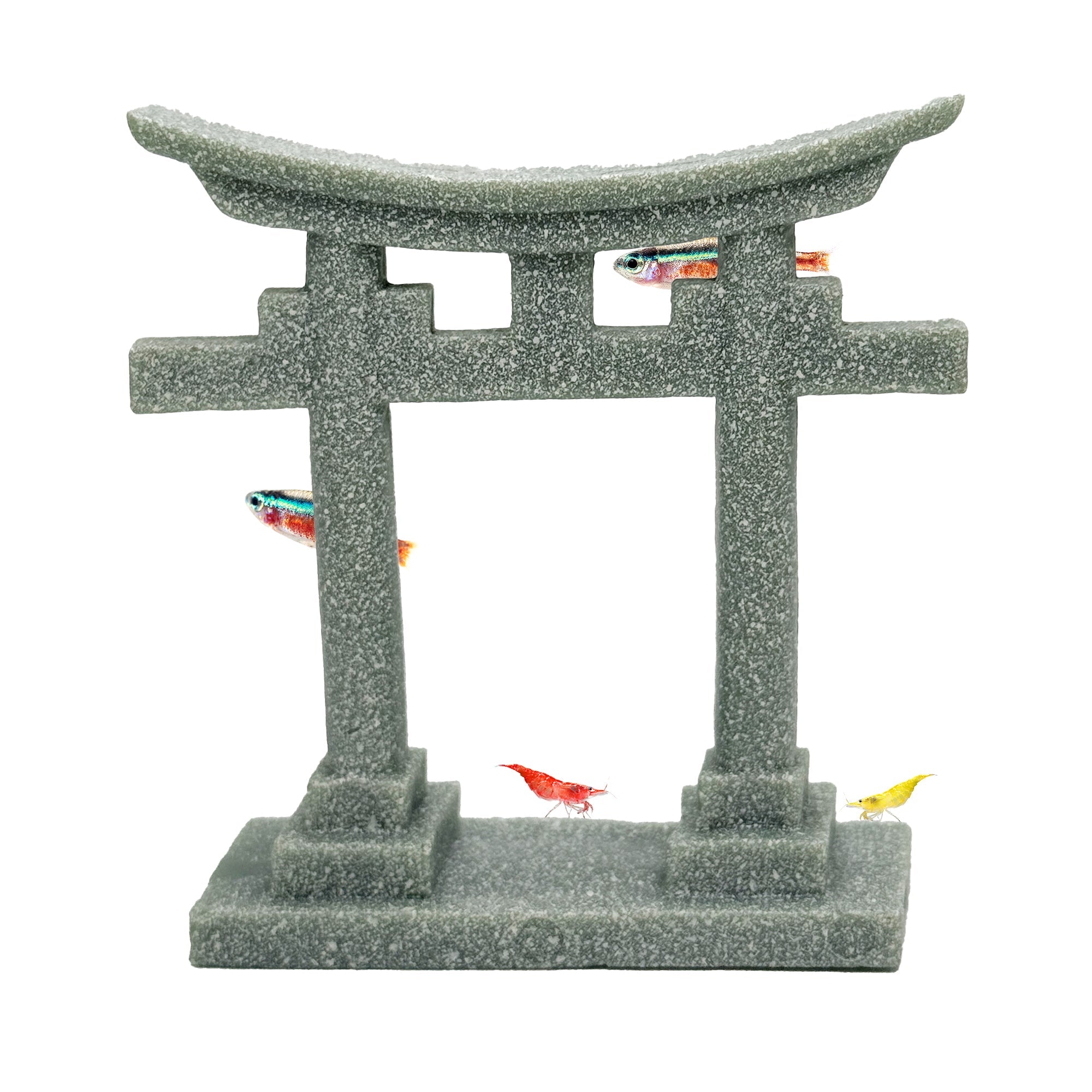 Japanese Shinto Torii Gate – Asian Aquarium Decor, Sandstone Fish Tank Shrine Ornament, Betta & Aquatic Hideout - Wild Pet Supply