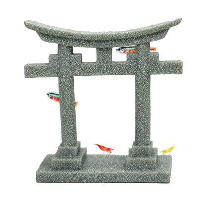 Japanese Shinto Torii Gate – Asian Aquarium Decor, Sandstone Fish Tank Shrine Ornament, Betta & Aquatic Hideout - Wild Pet Supply