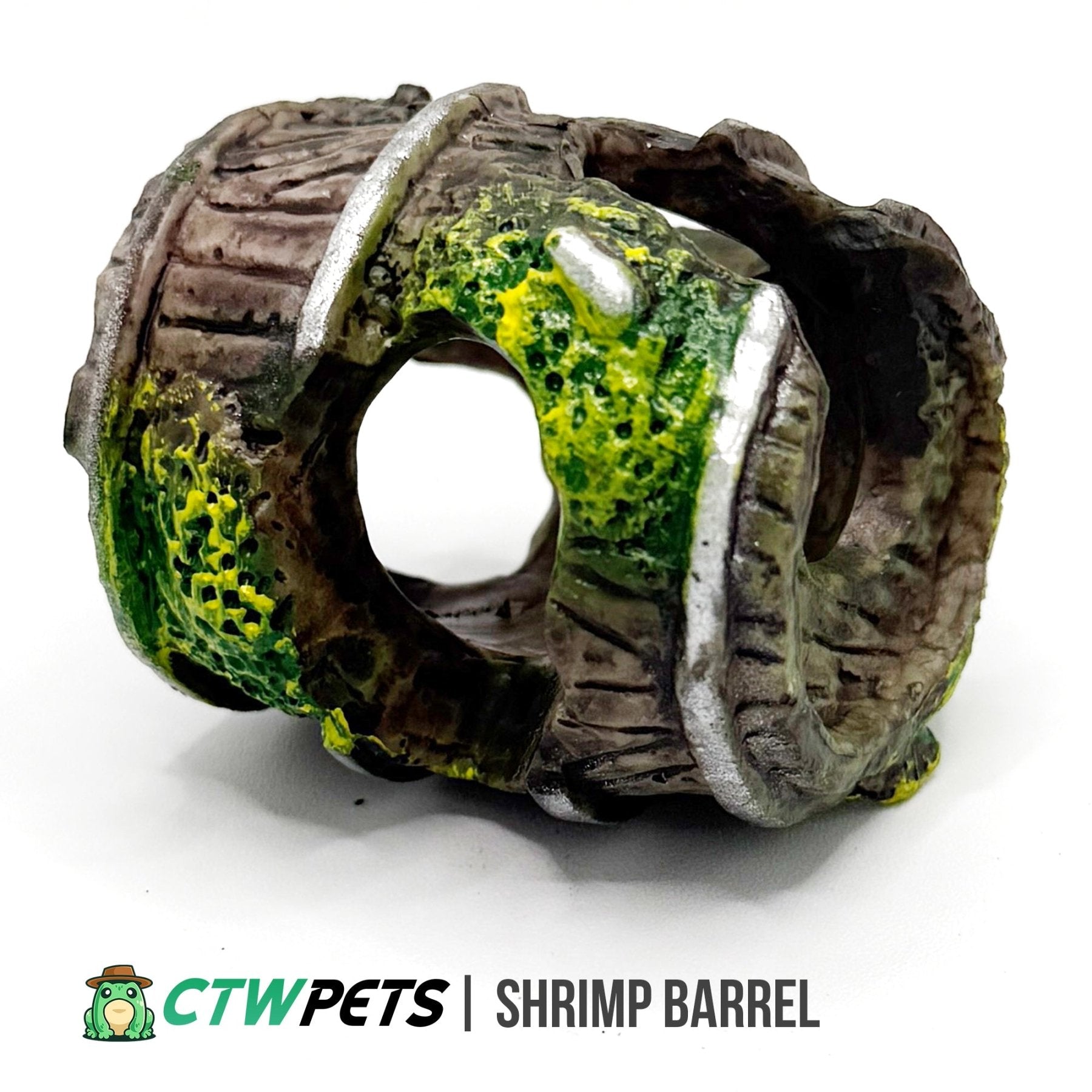 Shrimp & Betta Barrel Hide – Sinking Resin Aquarium Cave for Shrimp, Betta Fish & Small Aquatic Pets - Wild Pet Supply