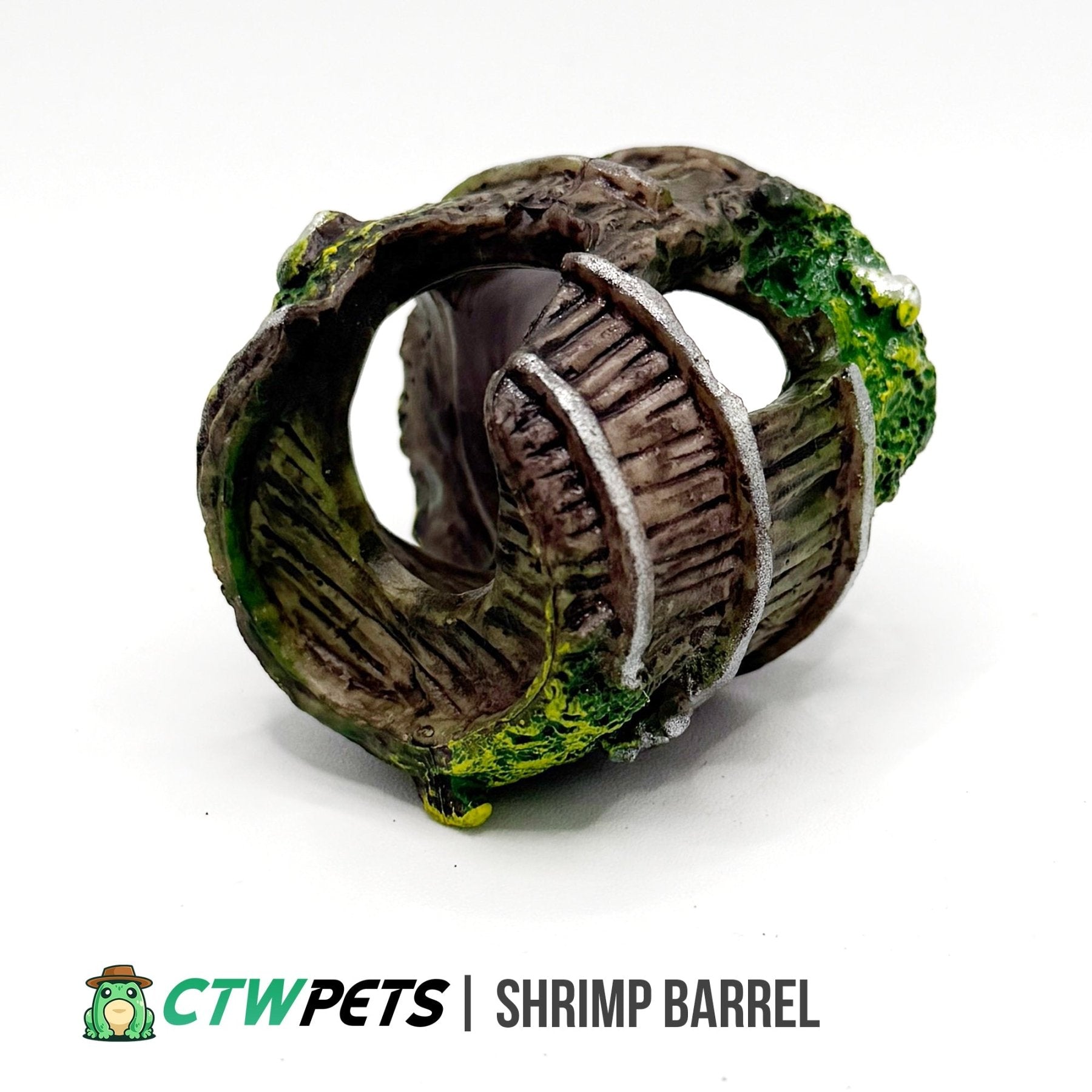 Shrimp & Betta Barrel Hide – Sinking Resin Aquarium Cave for Shrimp, Betta Fish & Small Aquatic Pets - Wild Pet Supply