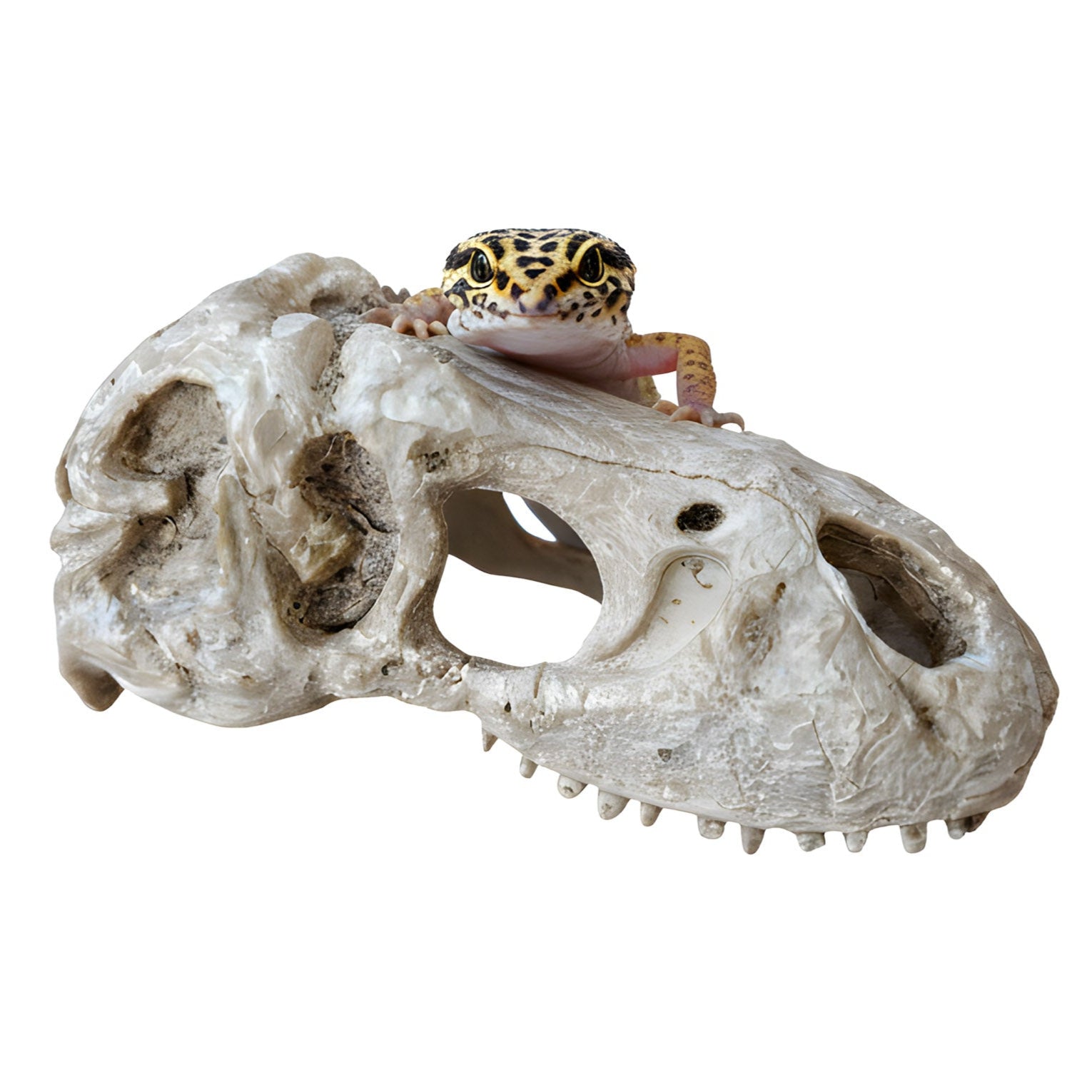 T-Rex Skull Fossil Head Tank Ornament – 5.7" Large Dinosaur Bone Decoration for Aquariums, Terrariums & Reptile Habitats – Resin Jurassic Statue for Fish, Lizards, Geckos & More
