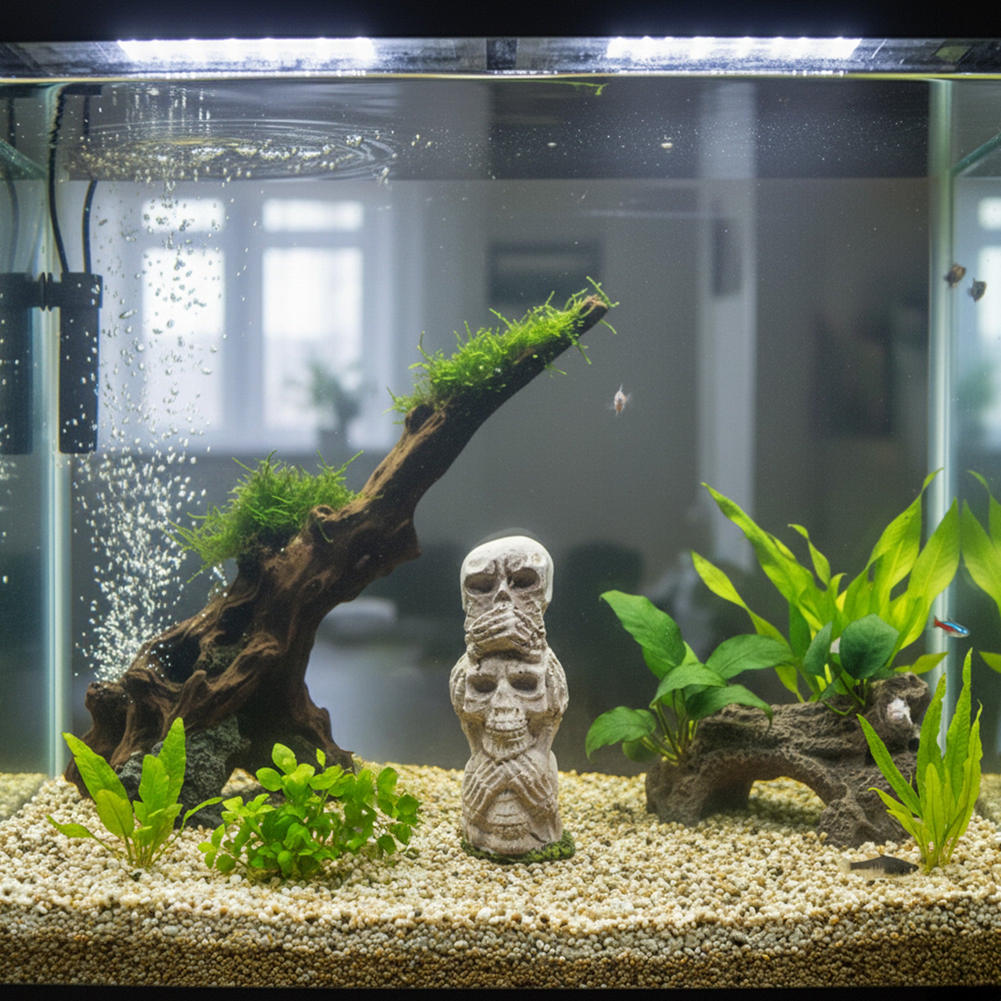 Skull Totem Tower Decor – Small Aquarium & Terrarium Accessory