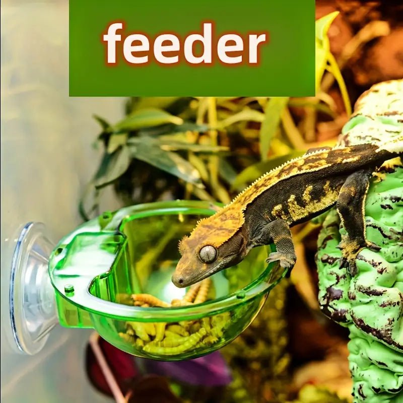 Reptile Anti-escape Suction Cup Feeder, Chameleon Food Basin, Hanging Wall Climbing Pet Feeder - Wild Pet Supply